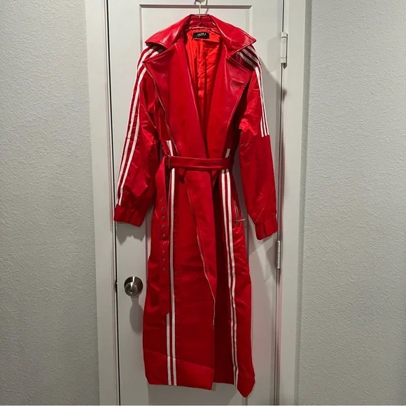 AKIRA Vibrant Red Coat with White Accents - Picture 4 of 7